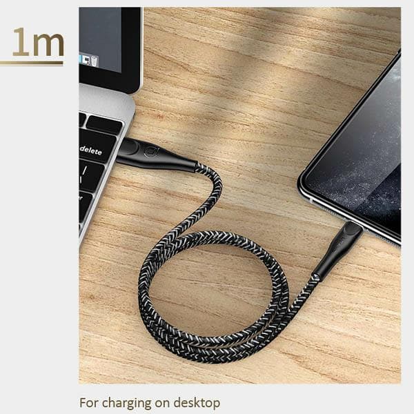USAMS Flätad U41 USB-A till Lightning-kabel 1m 2A Röd