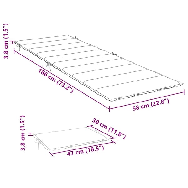 vidaXL liggestolspude, sort, 186x58x3 cm