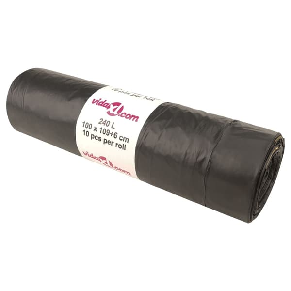 vidaXL affaldsposer, snøre, 150 stk., sorte, 240 l
