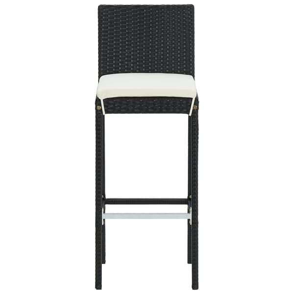 vidaXL barstole med hynder, sæt med 6, sort, polyrattan