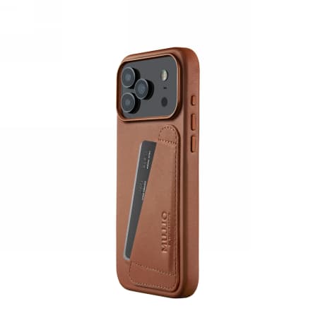 Mujjo plånboksfodral i läder - MagSafe-kompatibelt läderfodral för iPhone 17 Pro Max (brun)