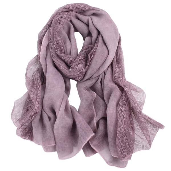 Rosa halsduk med spets 180x90 cm - bomull och polyester