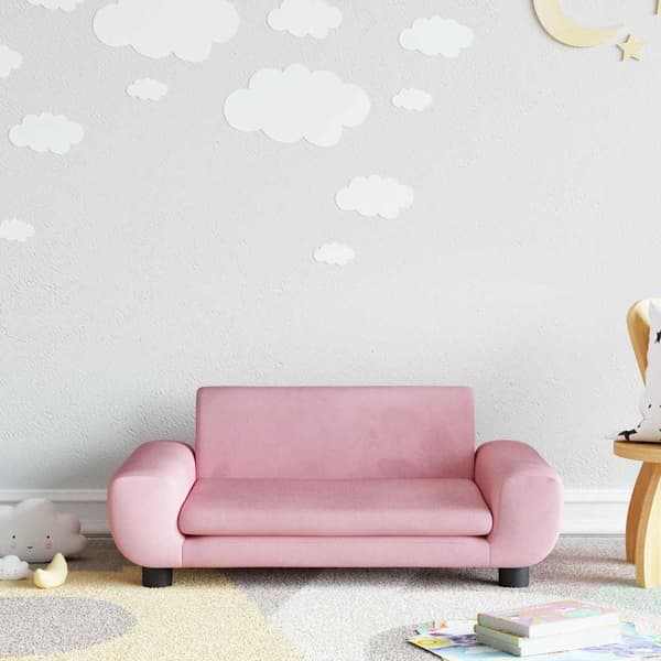 vidaXL Barnsoffa, rosa, 70x45x33 cm, sammet