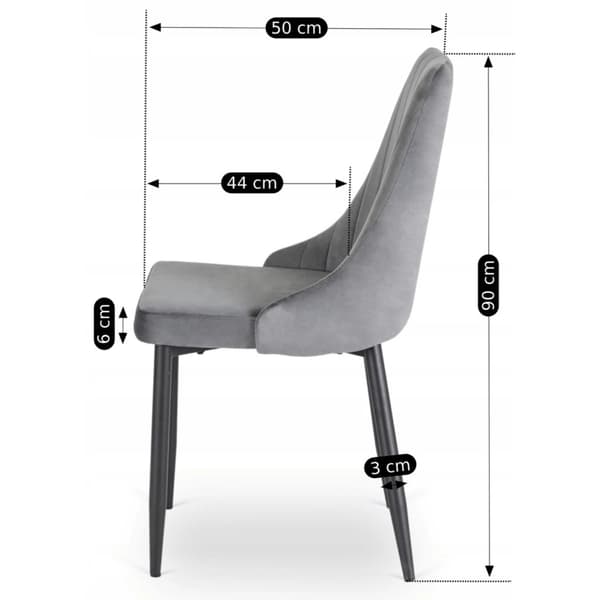 BARI Polstret Spisestol Grå Velour Moderne
