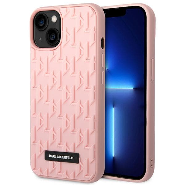Karl Lagerfeld 3D Monogram-cover til iPhone 14 Plus, lyserød