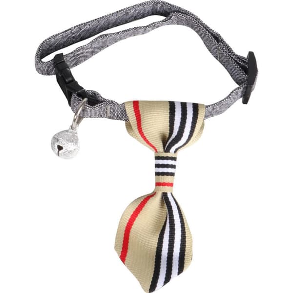 Beige elegantti kaulapanta nauhalla ja kellolla lemmikeille