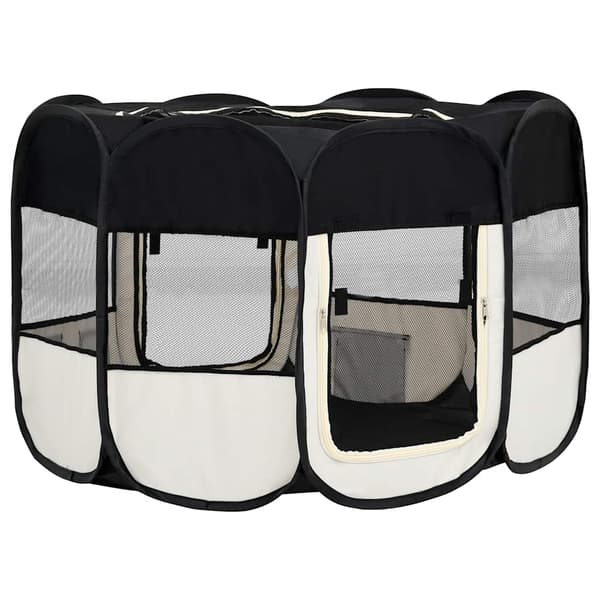 vidaXL foldbart hundebur med bærepose sort 125x125x61 cm