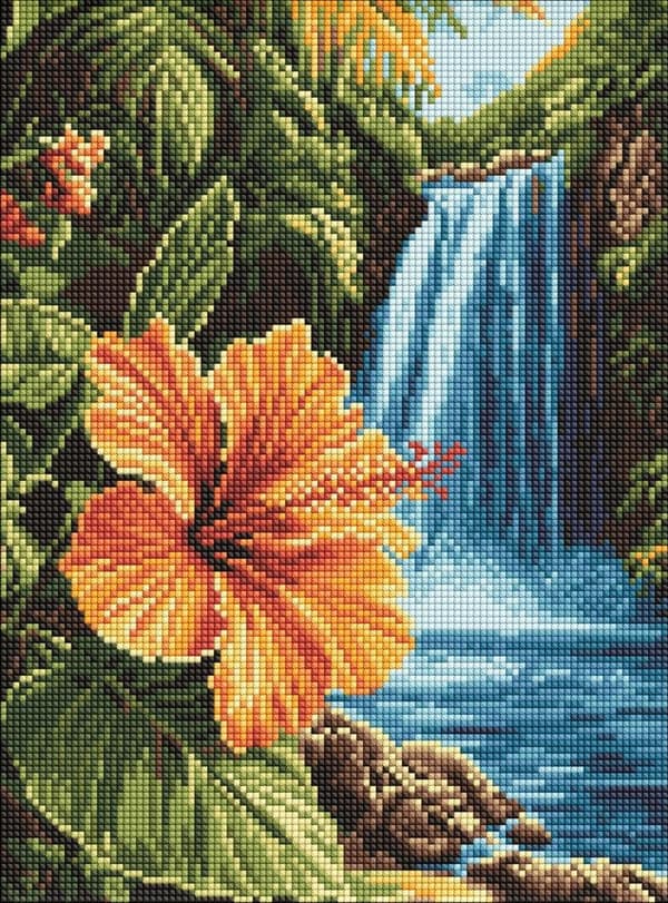 Diamantmosaik - Tropiskt vattenfall 3040cm