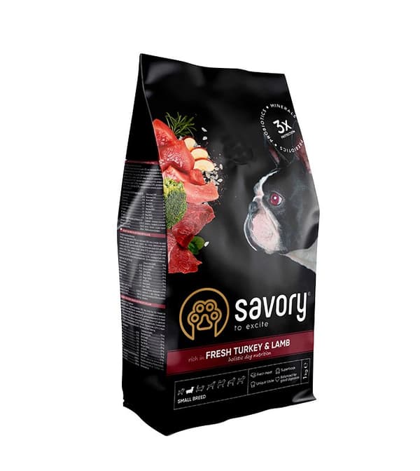 Smakrikt torrfoder för hundar, vuxen kalkon, lamm, liten ras, 1 kg