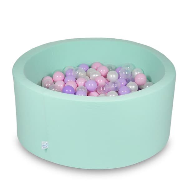 Tør pool 90x40cm mintgrøn med 300 bolde: lyserød, perlemor, transparent, lyng
