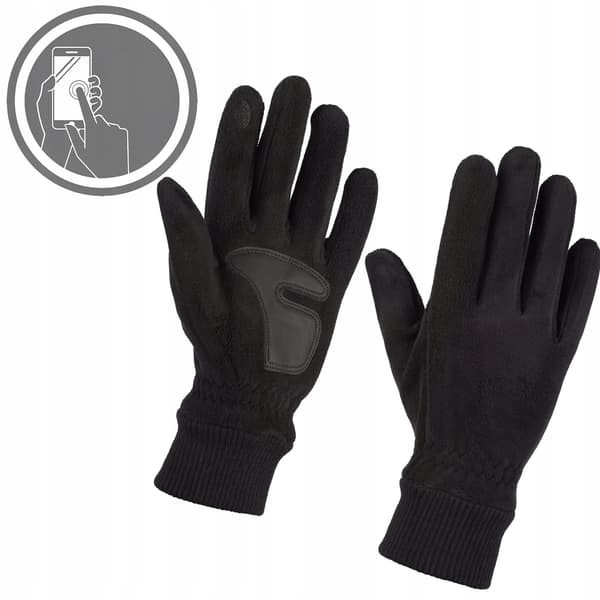Herrehandsker i sort fleece, varme, touchscreen-system, MORAJ SORT