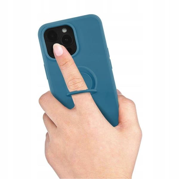 Skal till IPHONE 13 PRO Silikonring Blå Baksida + Glas