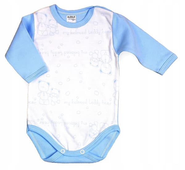 Blå bamse langærmet bodysuit størrelse 98 klekle