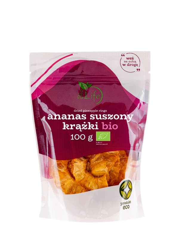 Torkade ananasringar EKOLOGISKA 100g
