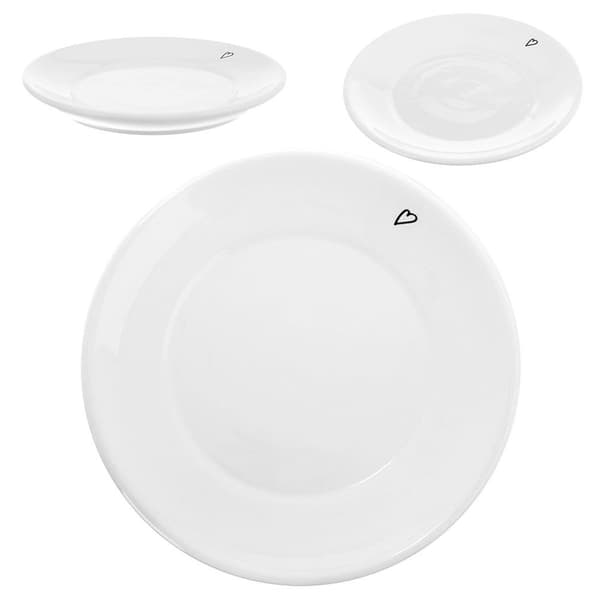 Lille keramisk underkop hvid hjerte 12 cm