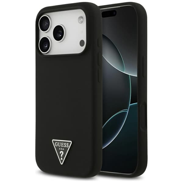 Guess Silikone Trekantet Logo MagSafe-etui til iPhone 17 Pro Max, Sort