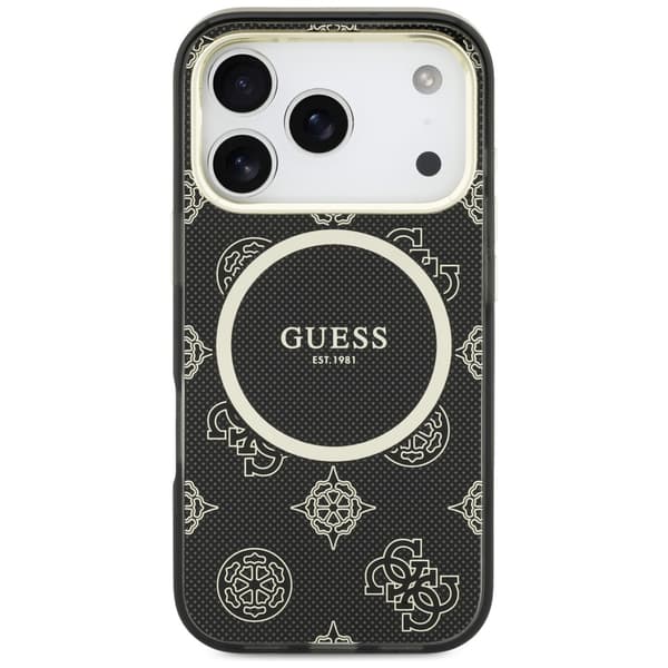 Guess IML Peony Dot MagSafe-etui til iPhone 17 Pro, sort