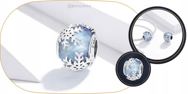 Snöflingeberlocker snöflingor blå S925 silver 925 pärla pärlor