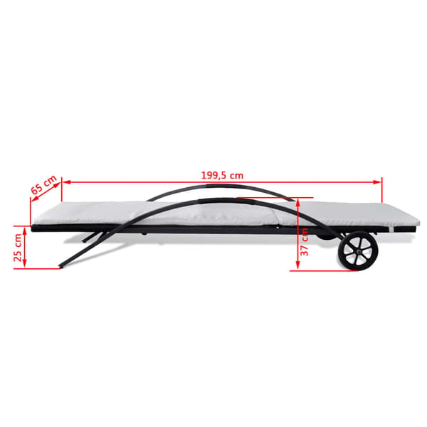 vidaXL Solstolar med bord, polyrotting, svart
