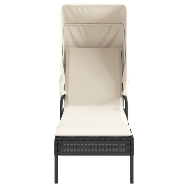 vidaXL solseng med baldakin, sort, polyrattan