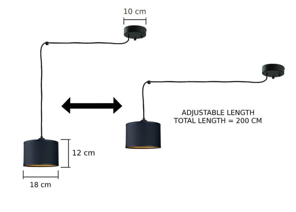 Riippuvalaisin 3xE27 FLOW BLACK LONG