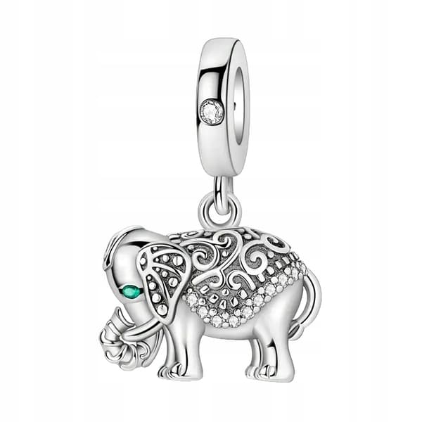 Pärlhänge Silver S925 Indisk elefant Lyckoblommig prydnad