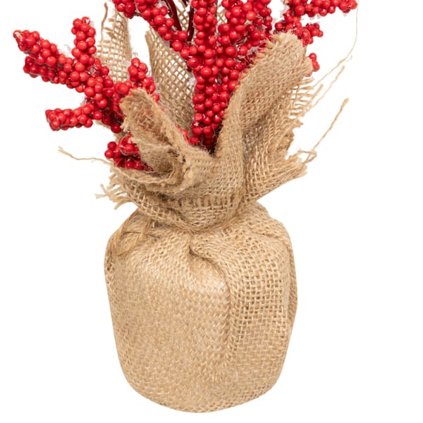 Blomster i en rød potte, 38 cm, jute