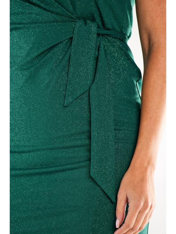 Istuva minimekko glitterneulosta, pullonvihreä M