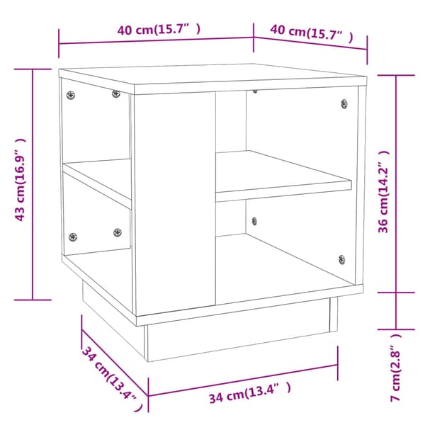 vidaXL Soffbord, Vitt, 40x40x43 cm, Träbaserat material