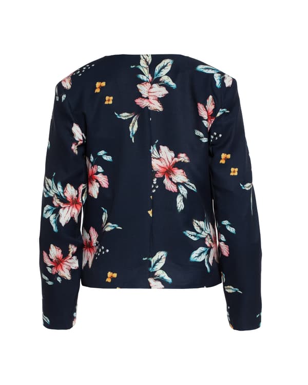 Kort marinblå blommig jacka 40