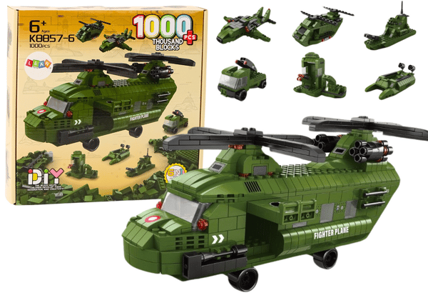Militärhelikopterset Militärgrönt 1000 bitar