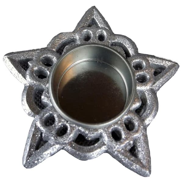 Sølvstjernformet stearinlysholders 9,5 cm