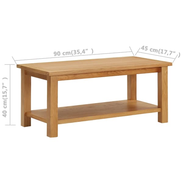 vidaXL sofabord, 90 x 45 x 40 cm, massivt egetræ