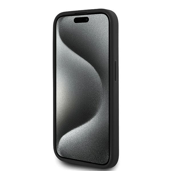 Karl Lagerfeld Diagonal Quilted Script -suojakuori iPhone 15 Prolle, musta