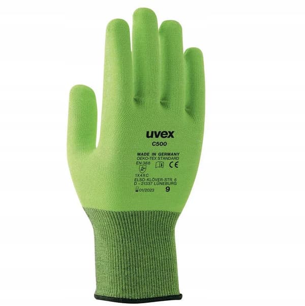 Uvex C500 skärsäkra arbetshandskar, glas, metall, montering.