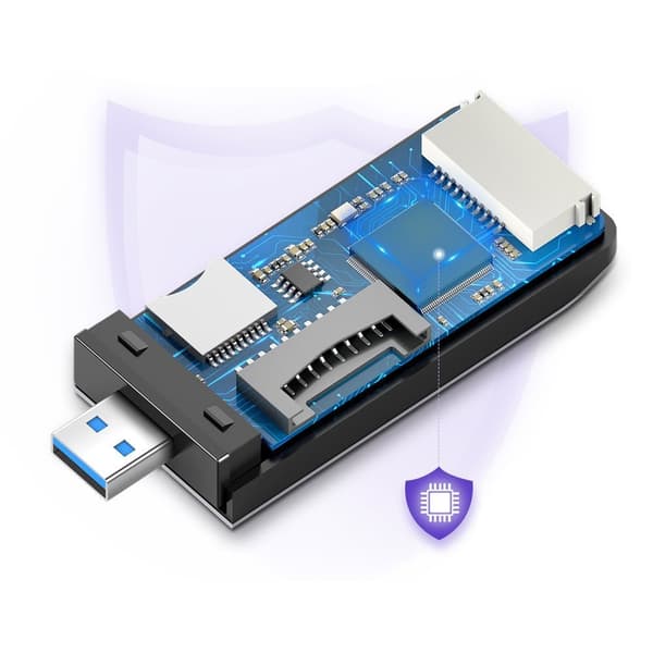 SD / micro SD / CF / MS hukommelseskortlæser USB 3.0 stik - grå