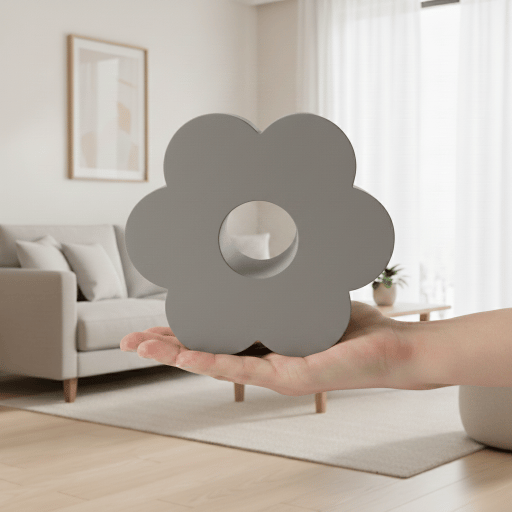 Grå dekorativ vas i form av en blomma, modern design