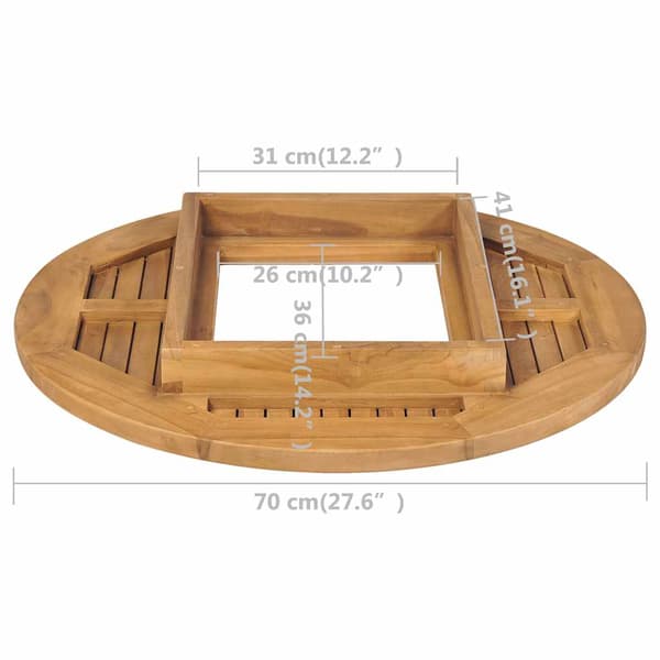 vidaXL ølkassebordplade 70 cm teaktræ