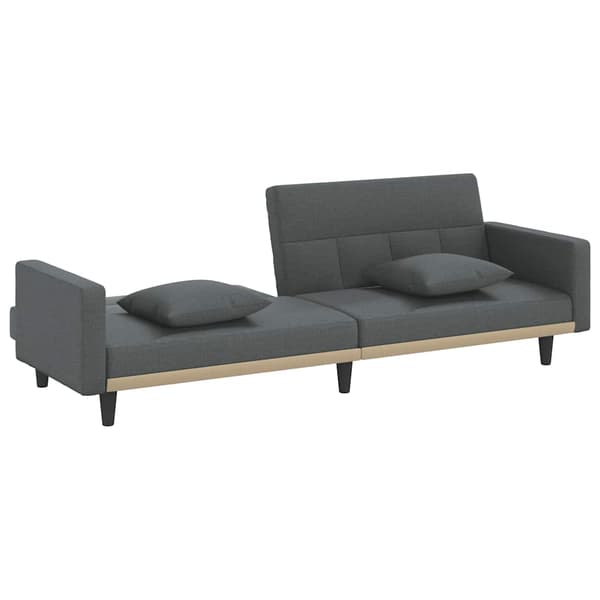 vidaXL Bäddsoffa med kuddar, mörkgrå, klädd i tyg