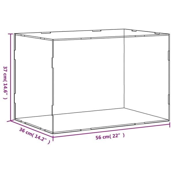 vidaXL Displaylåda, Transparent, 56x36x37 cm, Akryl