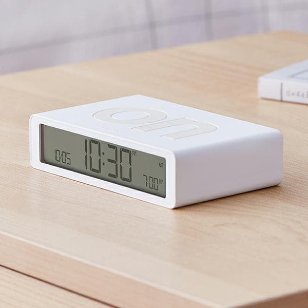 Lexon Flip Classic Dubbelsidig Väckarklocka, Vit