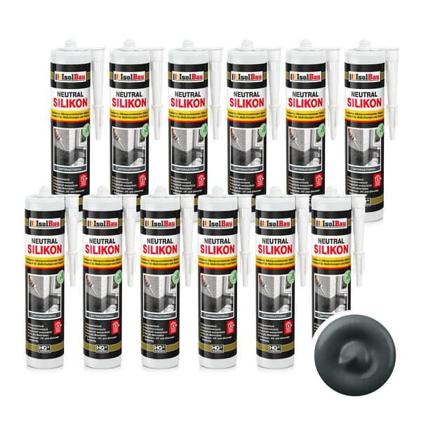 IsolBau Neutral Silikon Antracit Neutralkisel 12 x 300ml