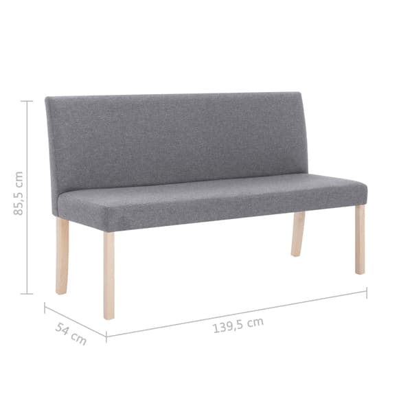 vidaXL bænk, 139,5 cm, lysegrå, polyester