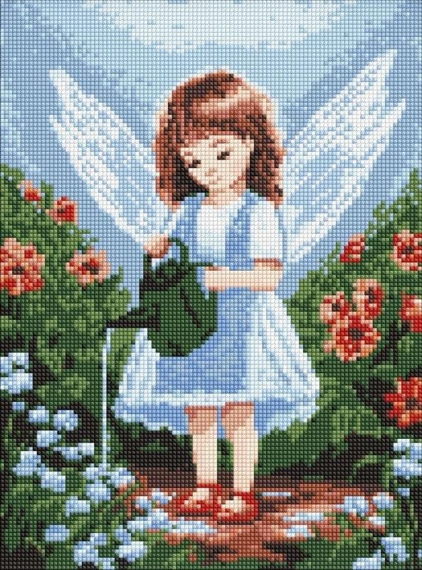 Diamantmosaik - Engel i haven 30x40cm