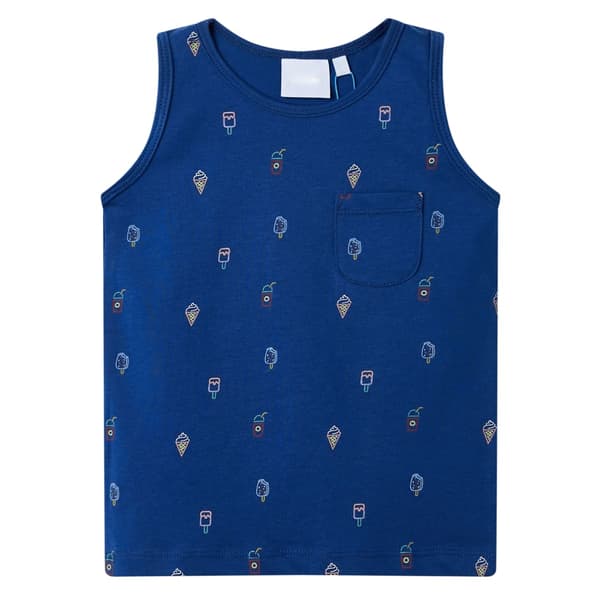 Barnärmlös T-shirt, mörkblå, 128