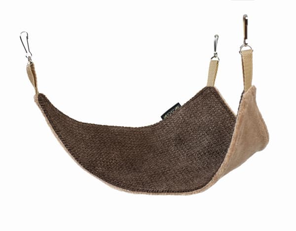 Triangulär hängmatta för gnagare, brun struktur + cappuccino minky
