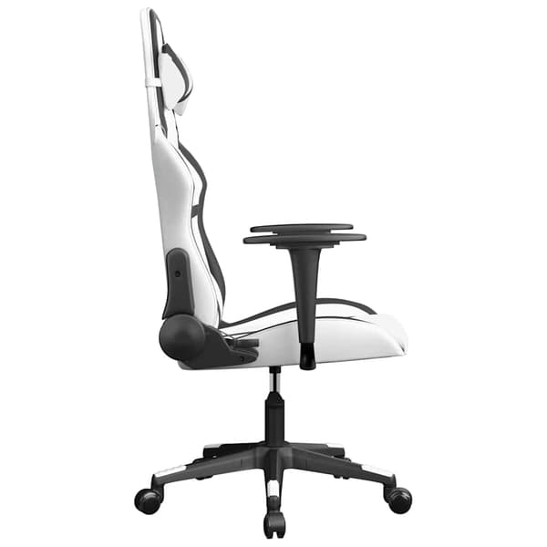 vidaXL massage-gamingstol, sort og hvid, kunstlæder