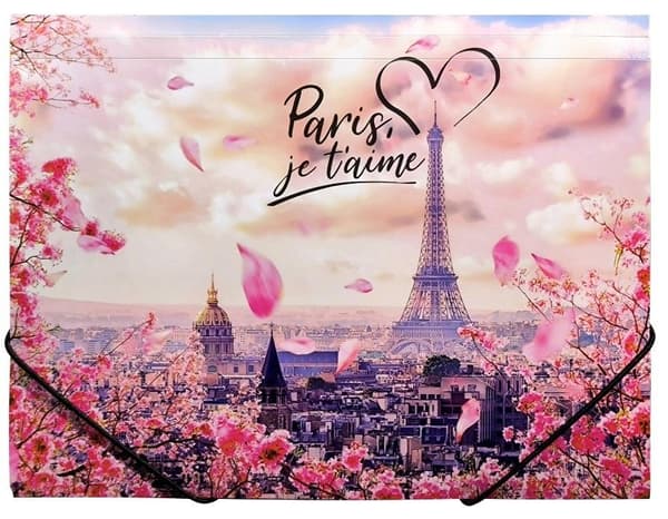A4 PP-mappe med elastik og Take Me To Paris-tryk