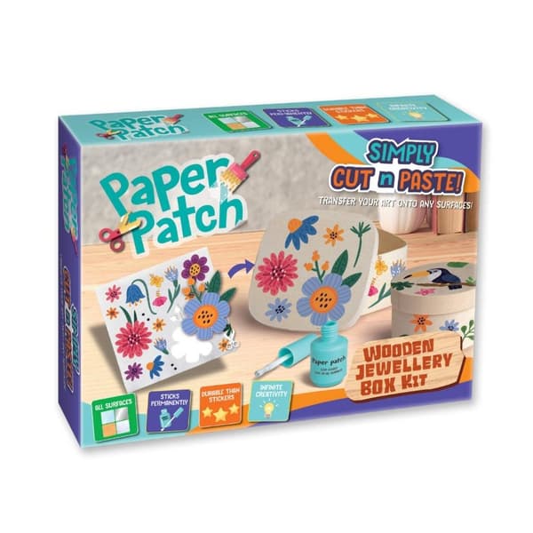 Paperilapun decoupage-setti - Puulaatikko