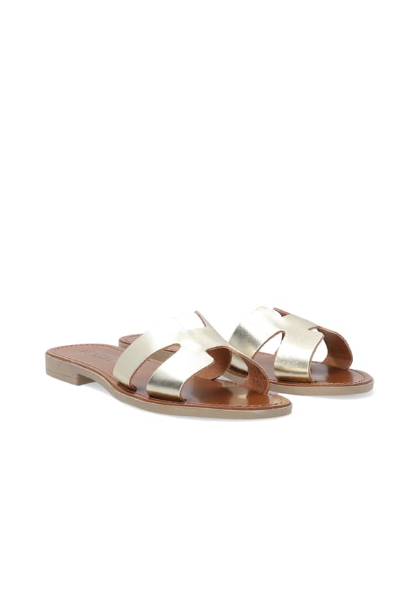 GULD LÆDER FLIP-FLOPS GULD LÆDER FLIP-FLOPS 38
